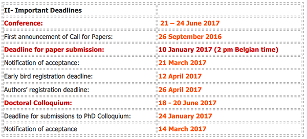 EURAM deadline and key dates