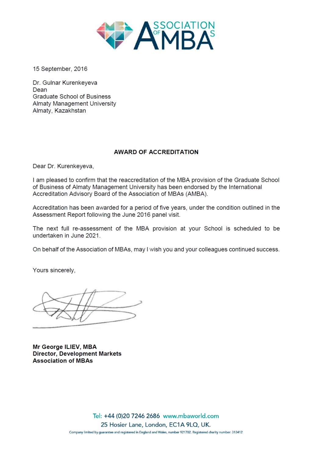 AlmaU is AMBA accredited